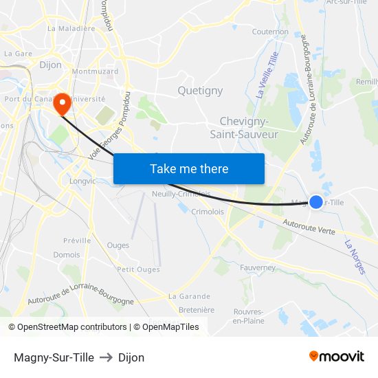 Magny-Sur-Tille to Dijon map