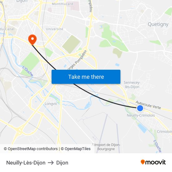 Neuilly-Lès-Dijon to Dijon map