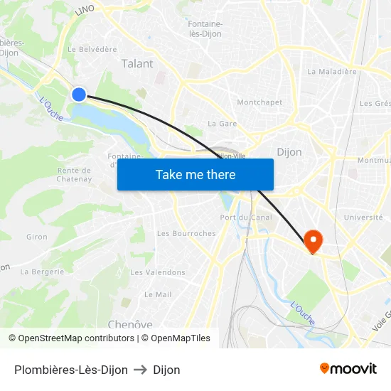 Plombières-Lès-Dijon to Dijon map