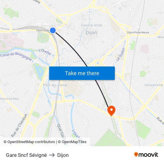 Gare Sncf Sévigné to Dijon map