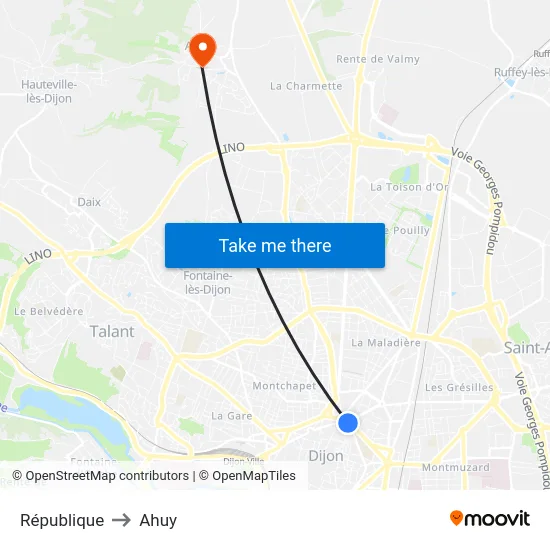 République to Ahuy map