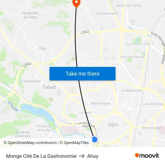 Monge Cité De La Gastronomie to Ahuy map