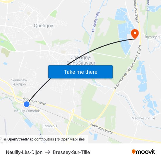 Neuilly-Lès-Dijon to Bressey-Sur-Tille map