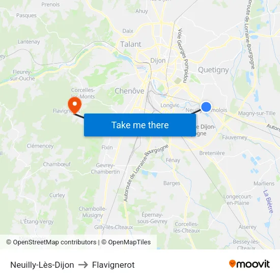 Neuilly-Lès-Dijon to Flavignerot map