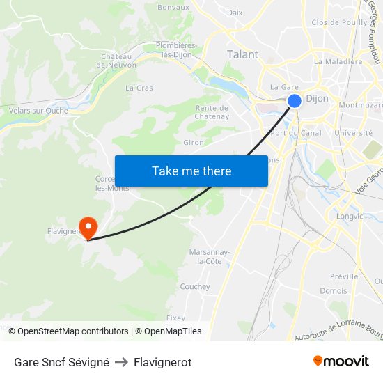 Gare Sncf Sévigné to Flavignerot map