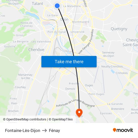 Fontaine-Lès-Dijon to Fénay map