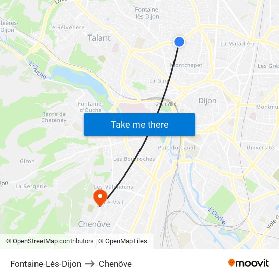 Fontaine-Lès-Dijon to Chenôve map