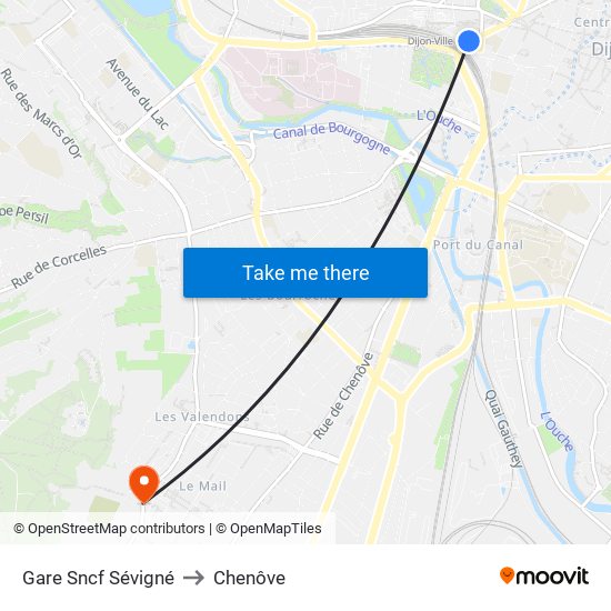Gare Sncf Sévigné to Chenôve map