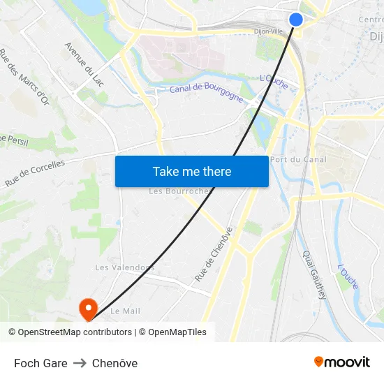 Foch Gare to Chenôve map