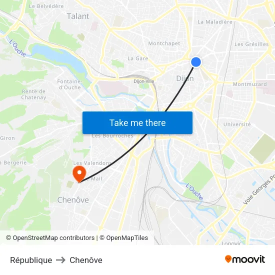 République to Chenôve map