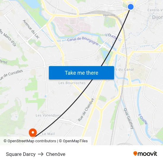 Square Darcy to Chenôve map