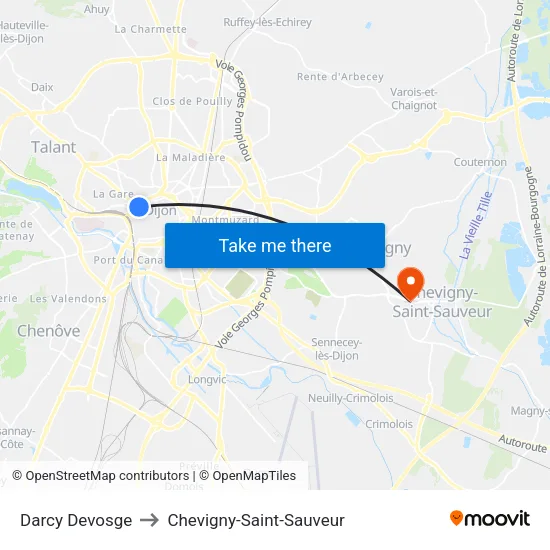 Darcy Devosge to Chevigny-Saint-Sauveur map