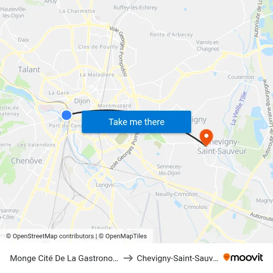 Monge Cité De La Gastronomie to Chevigny-Saint-Sauveur map