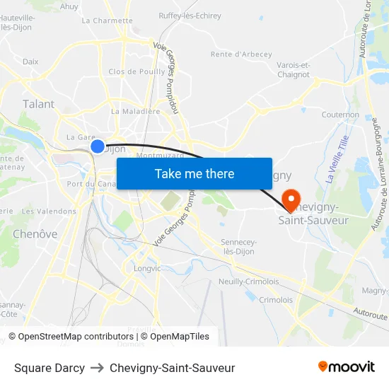 Square Darcy to Chevigny-Saint-Sauveur map