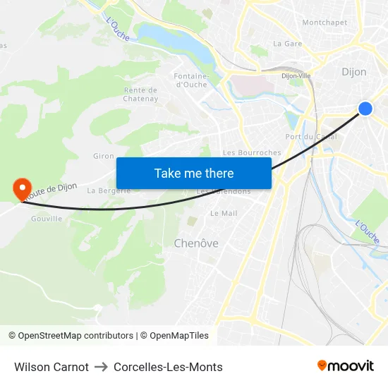 Wilson Carnot to Corcelles-Les-Monts map