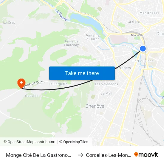 Monge Cité De La Gastronomie to Corcelles-Les-Monts map