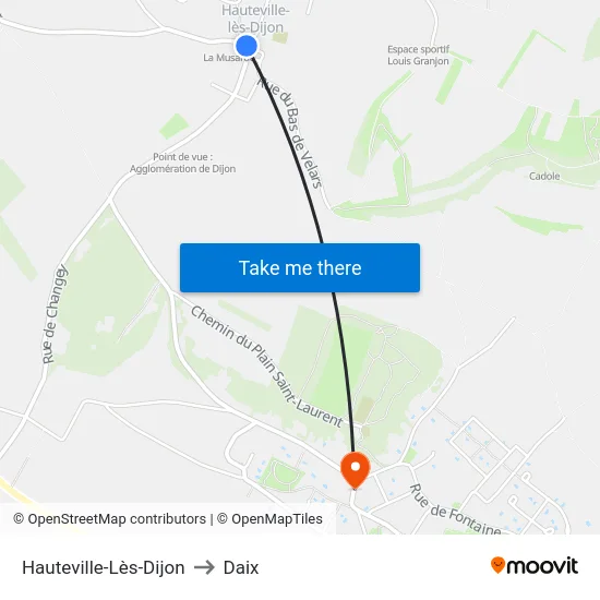 Hauteville-Lès-Dijon to Daix map