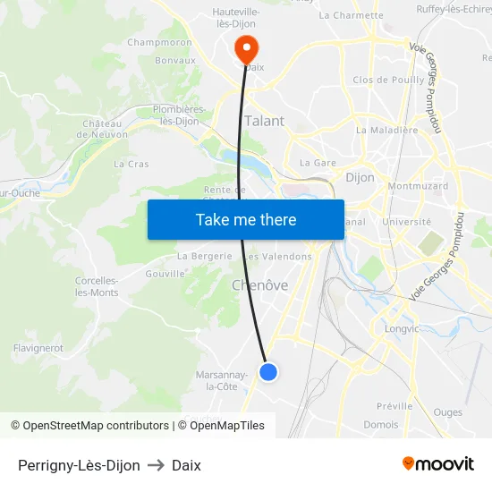 Perrigny-Lès-Dijon to Daix map