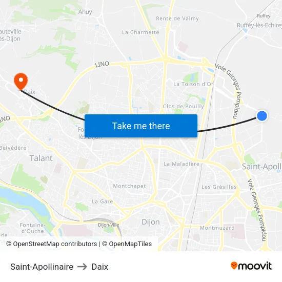 Saint-Apollinaire to Daix map