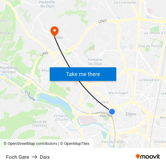 Foch Gare to Daix map
