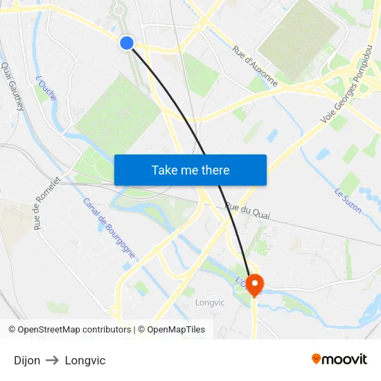 Dijon to Longvic map