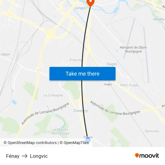 Fénay to Longvic map