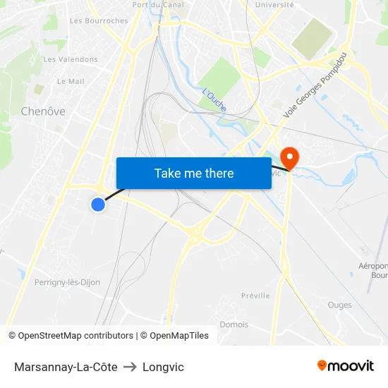 Marsannay-La-Côte to Longvic map