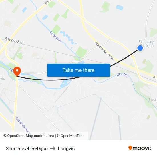 Sennecey-Lès-Dijon to Longvic map