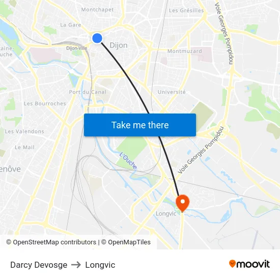 Darcy Devosge to Longvic map