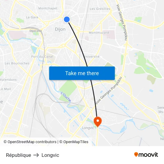 République to Longvic map