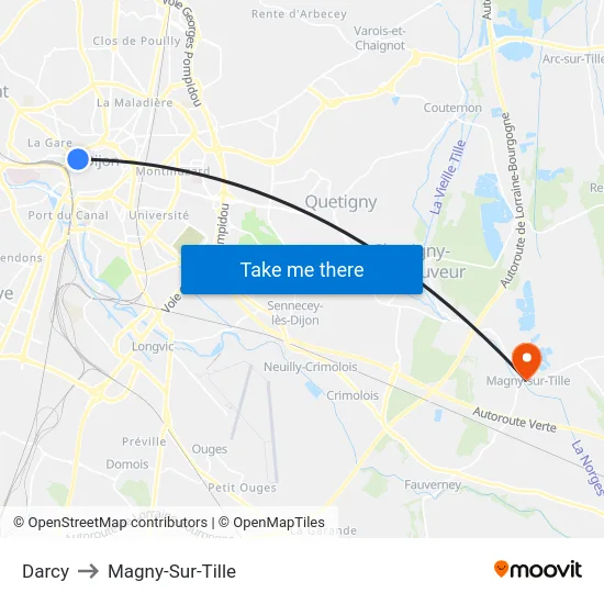 Darcy to Magny-Sur-Tille map