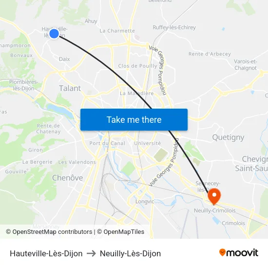 Hauteville-Lès-Dijon to Neuilly-Lès-Dijon map