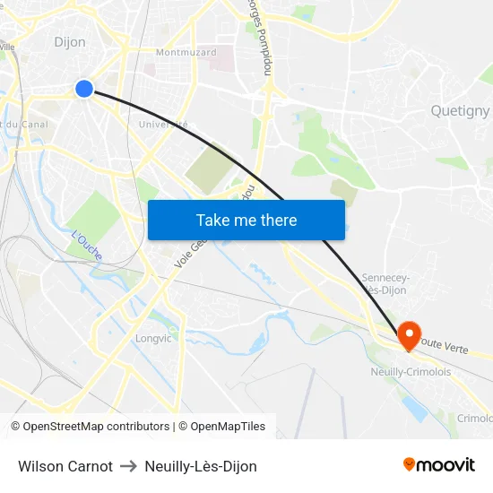 Wilson Carnot to Neuilly-Lès-Dijon map