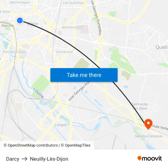 Darcy to Neuilly-Lès-Dijon map