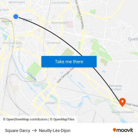 Square Darcy to Neuilly-Lès-Dijon map