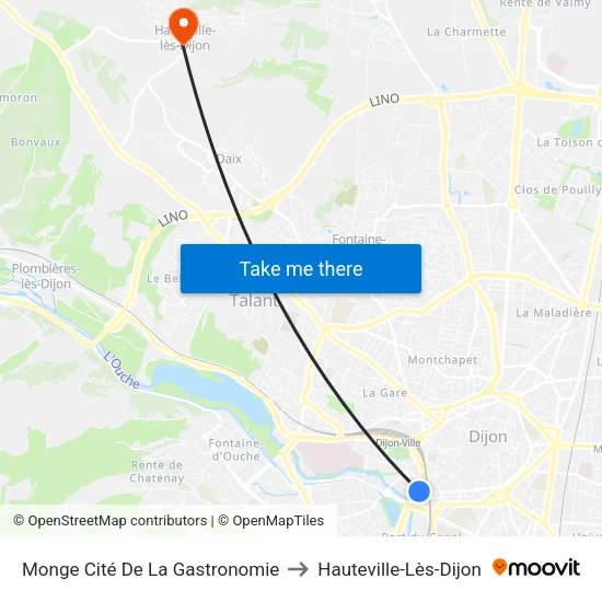 Monge Cité De La Gastronomie to Hauteville-Lès-Dijon map