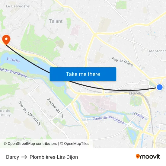 Darcy to Plombières-Lès-Dijon map