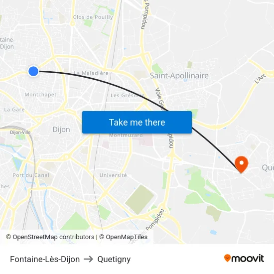 Fontaine-Lès-Dijon to Quetigny map