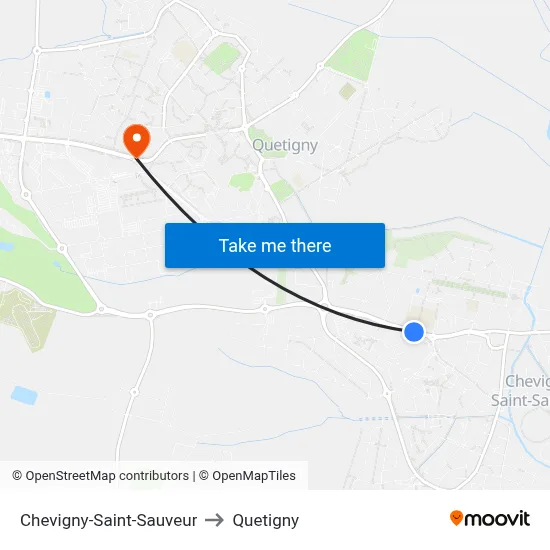 Chevigny-Saint-Sauveur to Quetigny map
