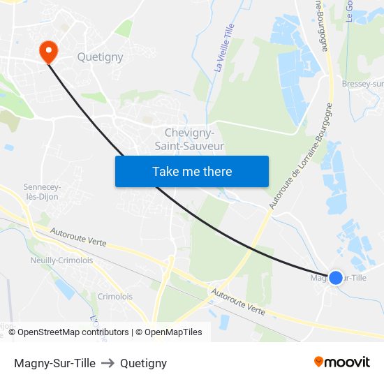 Magny-Sur-Tille to Quetigny map