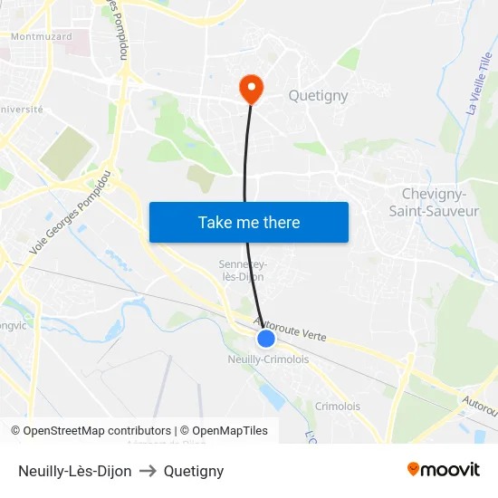 Neuilly-Lès-Dijon to Quetigny map