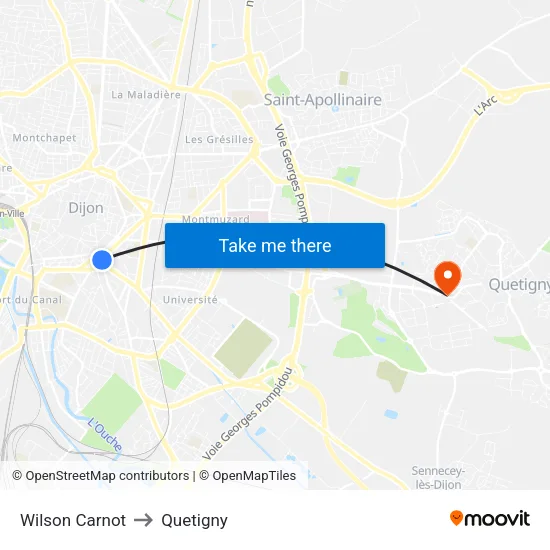 Wilson Carnot to Quetigny map