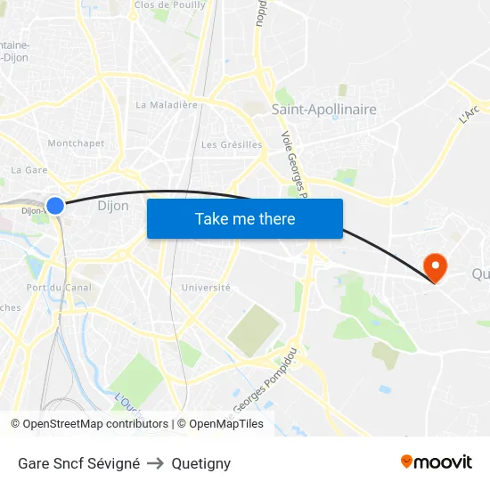 Gare Sncf Sévigné to Quetigny map