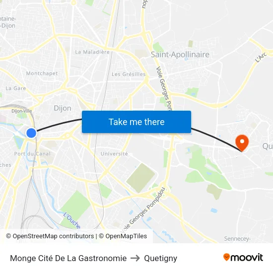 Monge Cité De La Gastronomie to Quetigny map