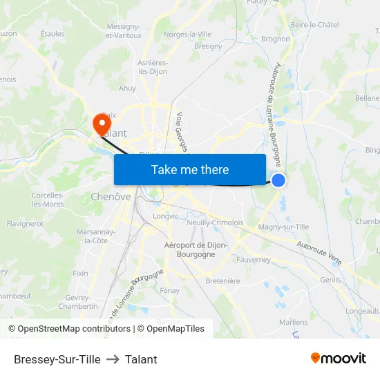 Bressey-Sur-Tille to Talant map