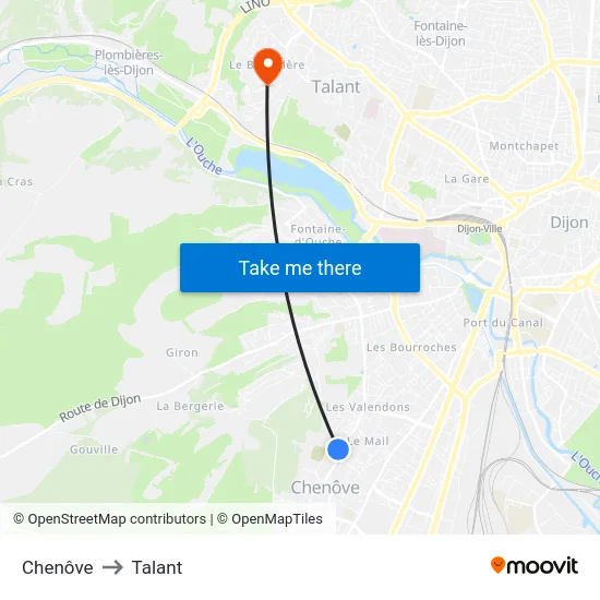 Chenôve to Talant map