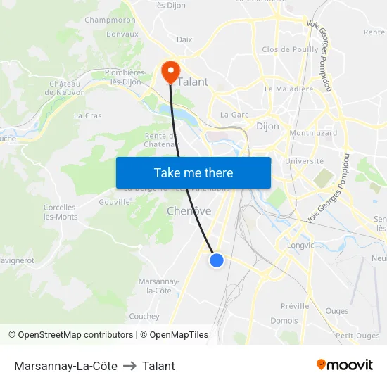 Marsannay-La-Côte to Talant map