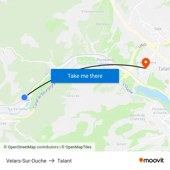 Velars-Sur-Ouche to Talant map