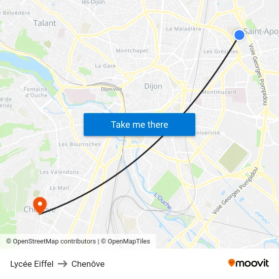 Lycée Eiffel to Chenôve map