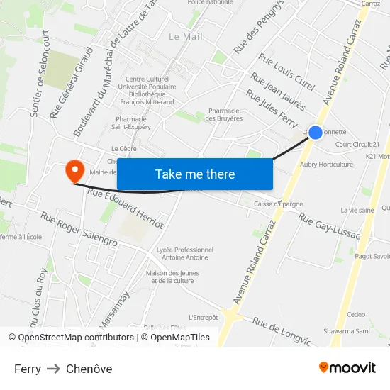 Ferry to Chenôve map